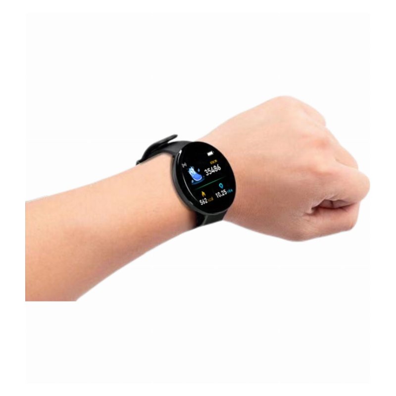 Bracelet Connecté FitPro Rond avec Écran Couleur et Charge USB Intégrée – Noir