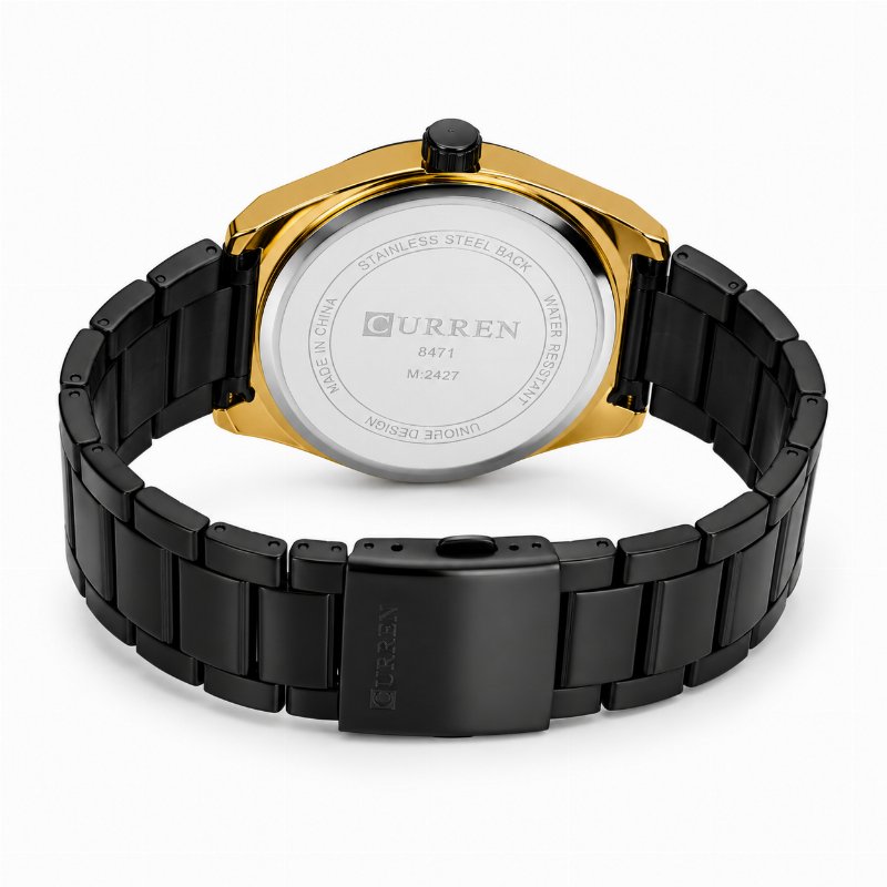 Montre Homme CURREN 8471 – Noir & Or, Bracelet Acier