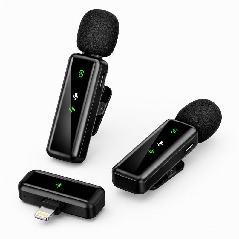 Microphone Cravate Sans Fil H63 pour iPhone – Double Micro