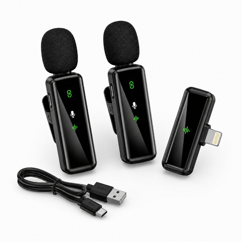 Microphone Cravate Sans Fil H63 pour iPhone – Double Micro