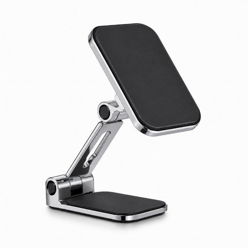 Support Magnétique Pliable et Réglable F12 pour Smartphone en Voiture – Argenté & Noir